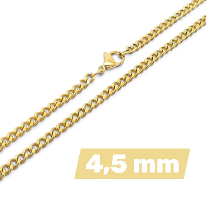 Goudkleurige Gourmet Ketting RVS 2mm 3mm 4mm 5mm 45cm t/m 75cm Unisex