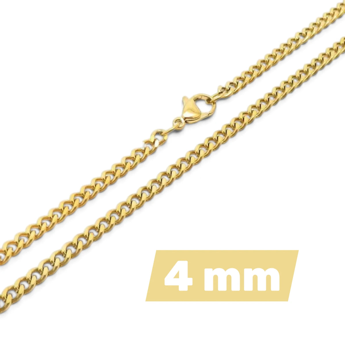 Goudkleurige Gourmet Ketting RVS 2mm 3mm 4mm 5mm 45cm t/m 75cm Unisex