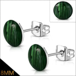 Stoere Stalen Logo Oorknoppen - Trendy Oorbellen 8mm / Marmer Look-groen