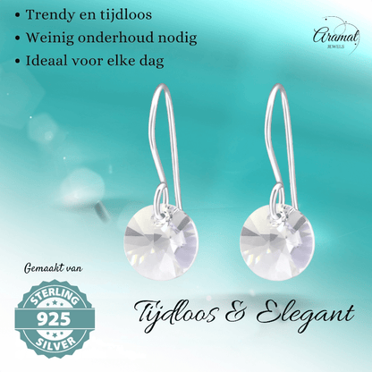 Grijze Kristal Oorhangers Kind - 925 Zilver - oor3260 - 27940 - Oorhangers kopen# - 8mm - 925 Zilver - alles
