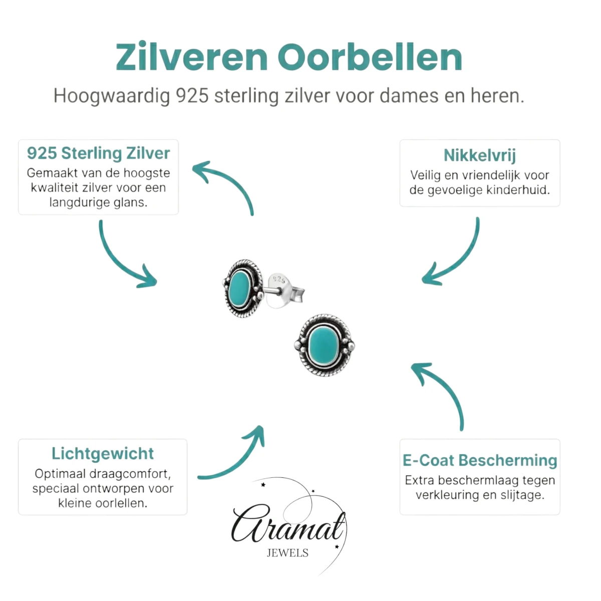 Groene Bali Oorbellen - Zilveren Oorstekers - Aramat Jewels - Oorbellen - cadeautip