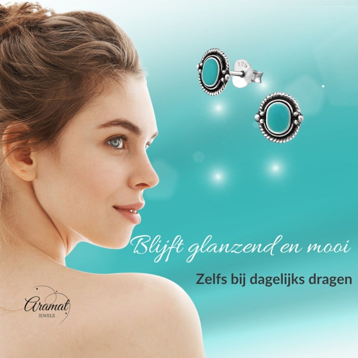 Groene Bali Oorbellen - Zilveren Oorstekers - Aramat Jewels - Oorbellen - cadeautip