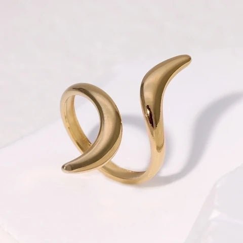Grote Brede One Size Ring RVS met Lijnen Design (32 mm) - Aramat Jewels - Ringen - cadeautip