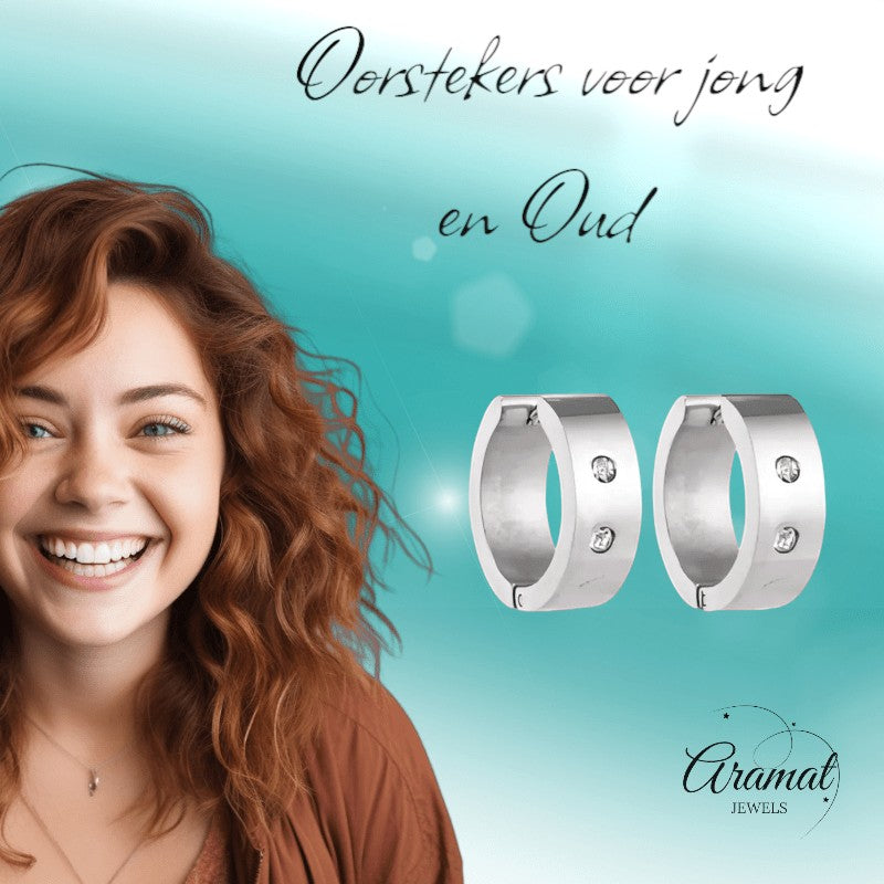 Grote Huggie Oorringen Kristal 20mm - Aramat Jewels - Oorringen - cadeautip