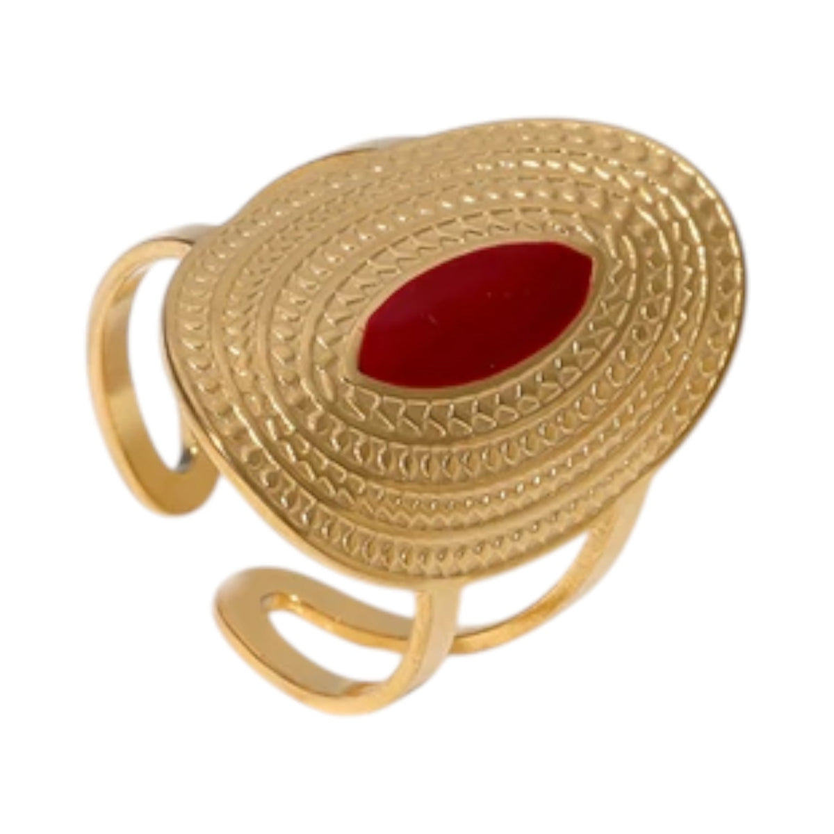 Grote Verstelbare RVS Ring Ovaal met Emaille - 28 mm - Aramat Jewels - Ringen - cadeautip