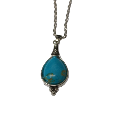 Aramat Jewels® Boho Ketting Met Synthetische Hemelsblauwe Steen En Zilveren Hanger
