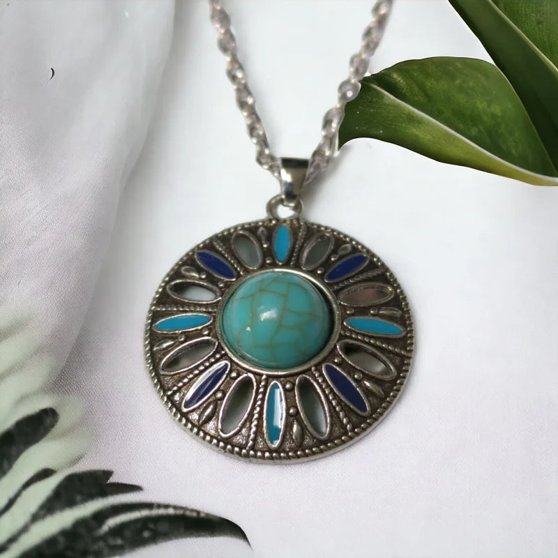 Betoverende Bohemien Halsketting Met Turquoise Steen Van Aramat Jewels® – Prachtige Sieraden