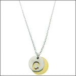 Rvs Initiaal Ketting Letter Met Gouden Disc