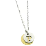 Ketting Met Kleine Witte Disc, Initiaal Ketting Brief, Chirurgisch Staal