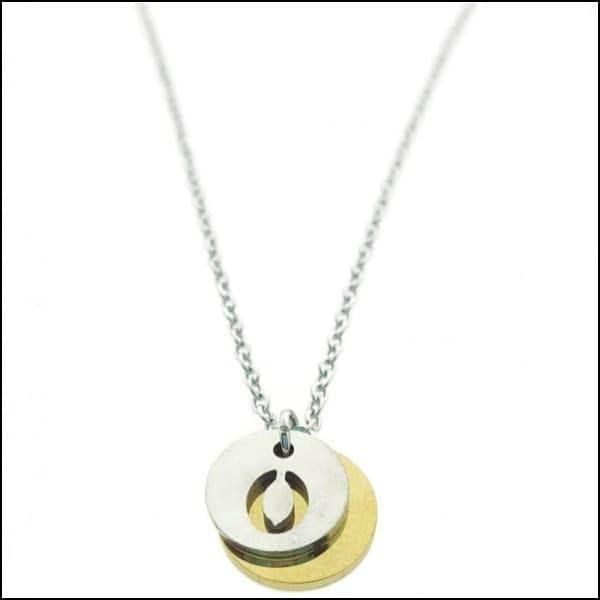 Ketting Met Gouden Disc - Rvs Initiaal Ketting Letter Zilverkleurig Goudkleurig