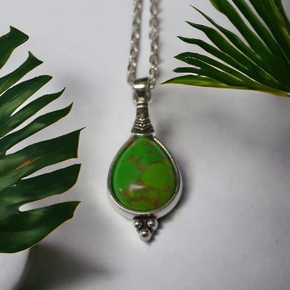 Bohemien Groene Ketting Met Een Zilveren Ketting - Aramat Jewels®