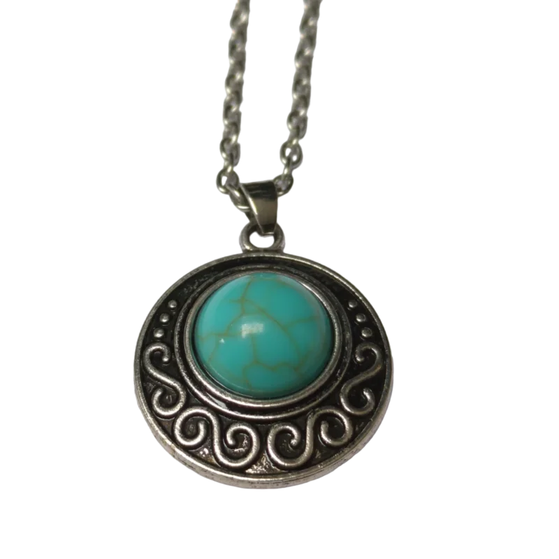 Boho Ketting Met Gemarmerde Turquoise Steen Hanger