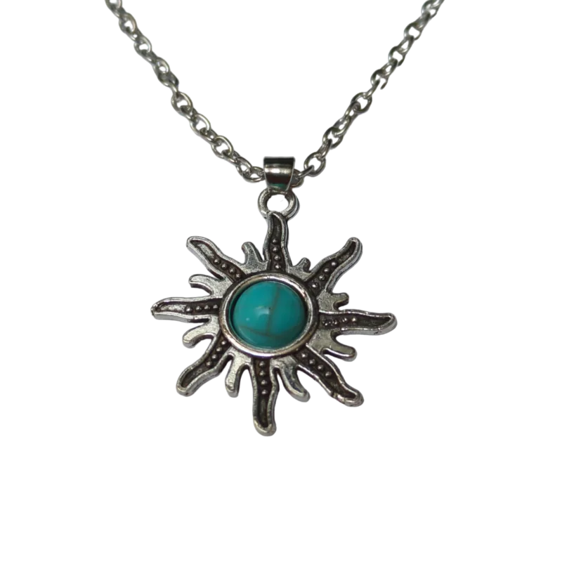 Boho Zonne Halsketting Met Turquoise Synthetische Steen - Aramat Jewels® Ketting