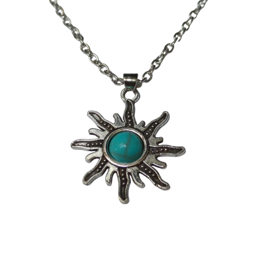 Boho Zonne Halsketting Met Turquoise Synthetische Steen - Aramat Jewels® Ketting