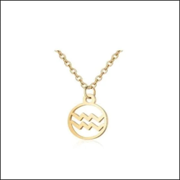 Gouden Initialen Ketting Voor Dames Met Sterrenbeeld - Stalen Dames Ketting