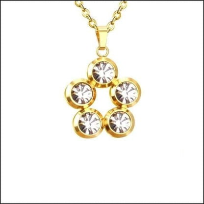 Gouden Halsketting Met Vier Diamanten - Aramat Jewels - Zirkonia Halsketting Staal