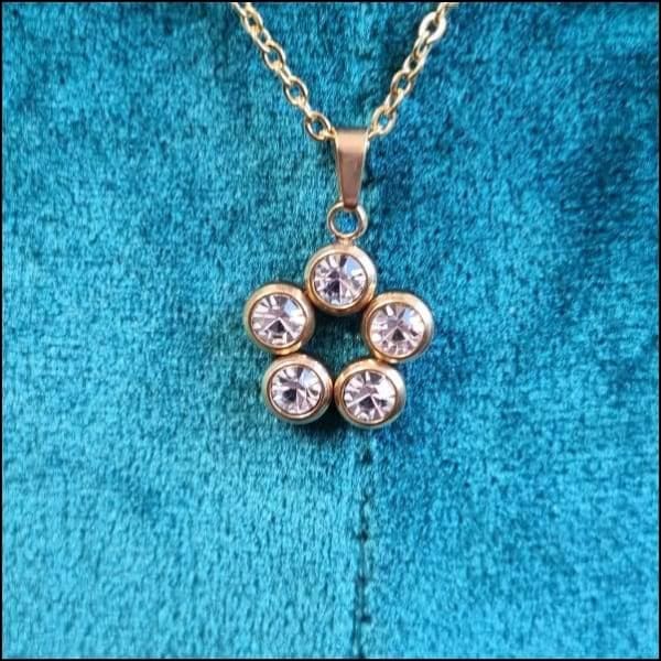 Gouden Halsketting Met Drie Diamanten - Mooie Zirkonia Halsketting - Ankerschakel