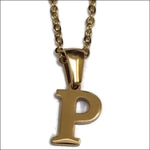 Goudkleurige Stalen Initial Ketting Van Aramat Jewels Met Letter p