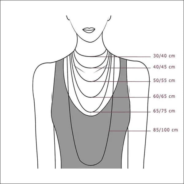 Diagram Van Een Vrouwelijke Nek Met Metingen Voor Gourmetketting Goudkleurig 4mm 75cm.