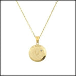 Gouden Disc Hanger Met Diamant Van Aramat Jewels - Initiaal Ketting Chirurgisch Staal