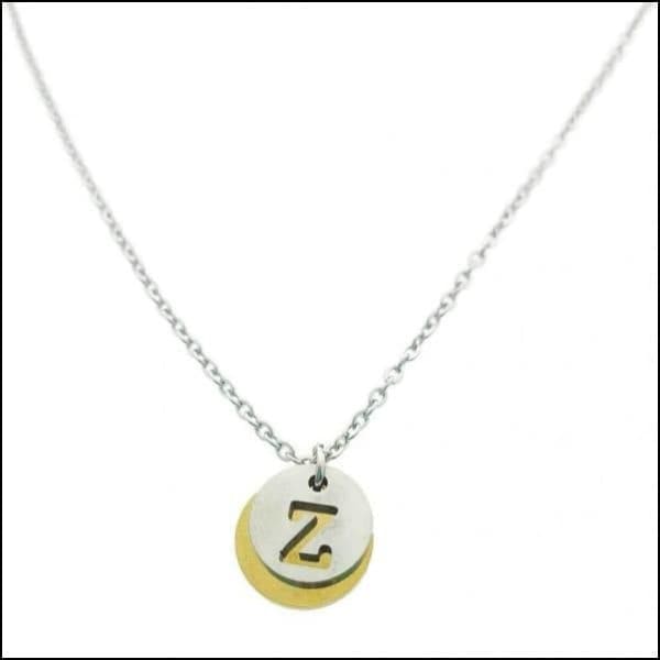 Stalen Initiaal Ketting met Ronde Letter Hanger z | Halskettingen