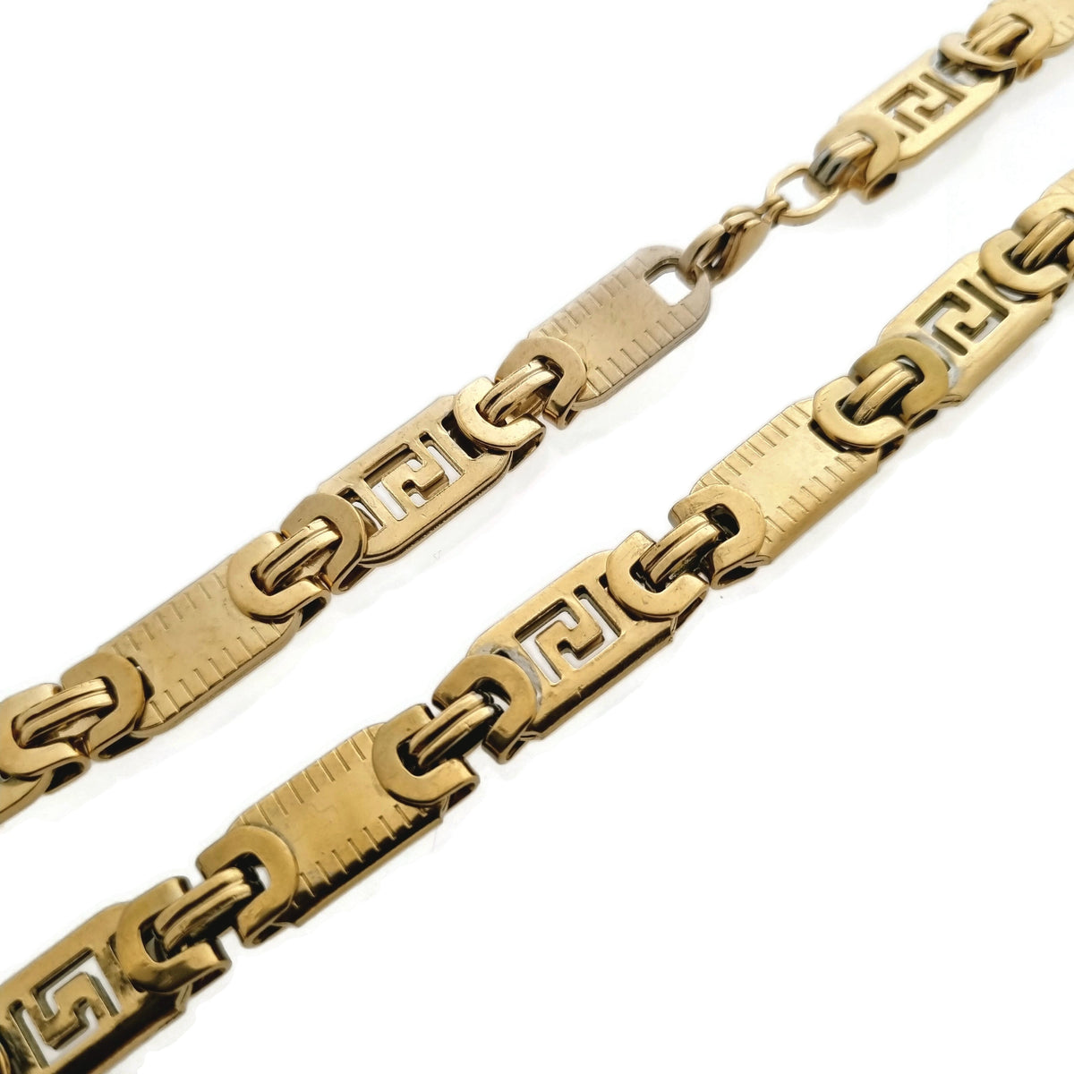 Stalen Koningsketting Marine Met Versace Motief - Gouden Ketting Met Sluiting