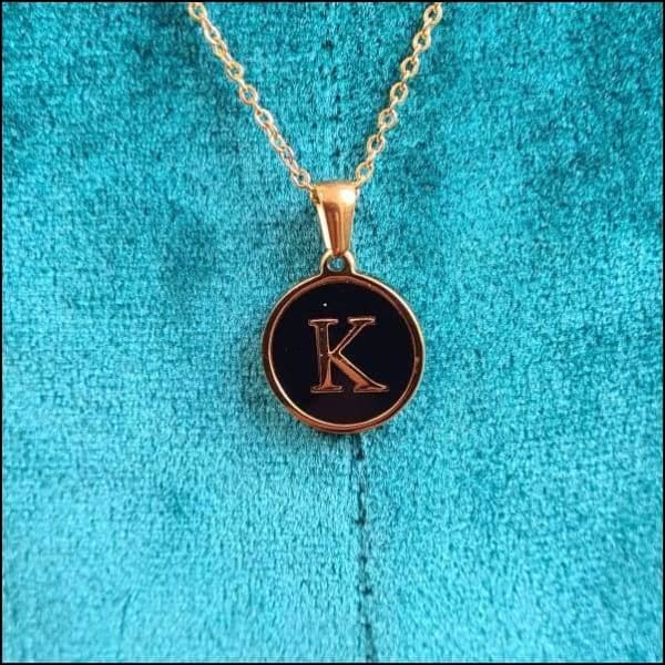 Stalen Letter Ketting in Goudkleur met Zwart | Halskettingen