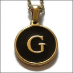 Stalen Letter Ketting in Goudkleur met Zwart g | Halskettingen