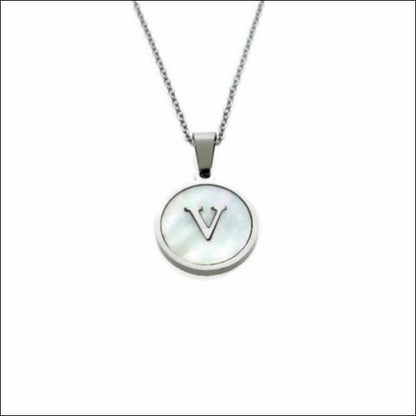 Witte Halsketting Met Zilveren V-hanger - Letter Halsketting Initiaal - Zilverkleur-wit