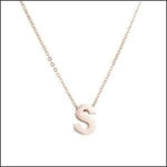 Zilveren Ketting Met Letterhanger - Rvs Letter Ketting Initiaal Rosékleurig 45cm 50cm