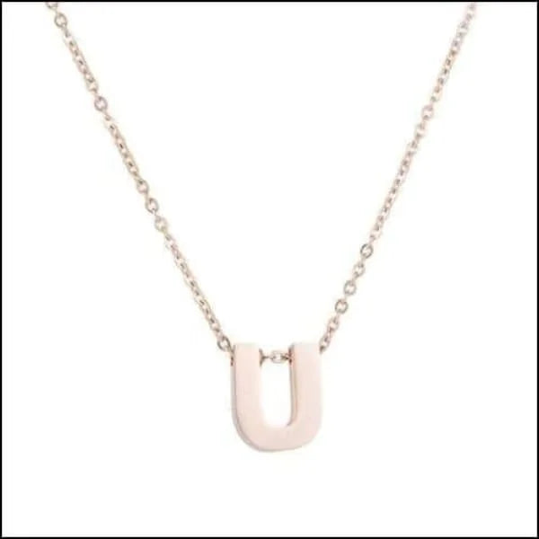 Ketting Met Letter u Initiaal- Rvs Letter Ketting Initiaal Rosékleurig 45cm 50cm