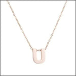 Ketting Met Letter u Initiaal- Rvs Letter Ketting Initiaal Rosékleurig 45cm 50cm