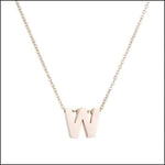 Zilveren Ketting Met Letter v Hanger - Rvs Letter Ketting Initiaal Rosékleurig