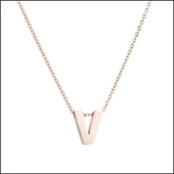 Ketting Initiaal Met V-hanger In Rosékleurig.