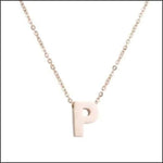 Witte Ketting Met Letter p - Rvs Letter Ketting Initiaal Rosékleurig 45cm 50cm