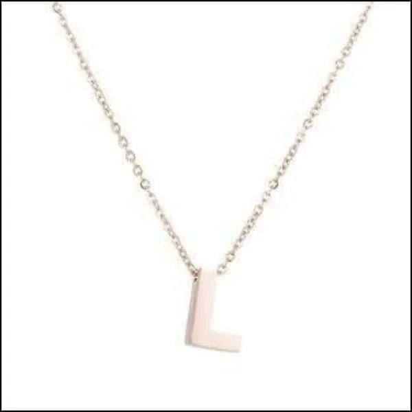 Witte Ketting Met Initiaal Hanger - Rvs Letter Ketting Initiaal Rosékleurig 45cm 50cm