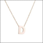 Witte Ketting Met Letter d - Rvs Letter Ketting Initiaal Rosékleurig 45cm 50cm