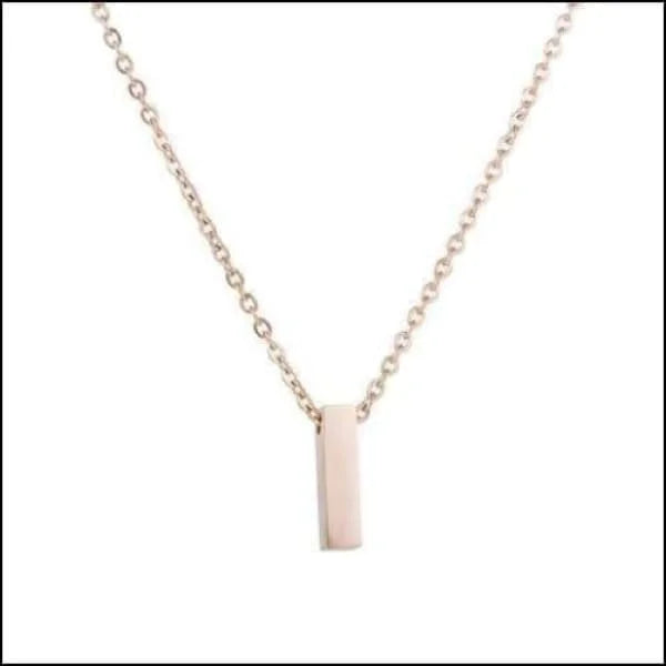 Witte Ketting Met Vierkante Hanger - Rvs Letter Ketting Initiaal Rosékleurig