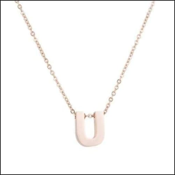 Rvs Roségouden Letter Ketting Initiaal u | Halskettingen