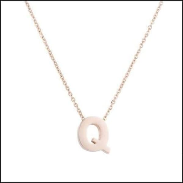 Rvs Roségouden Letter Ketting Initiaal q | Halskettingen