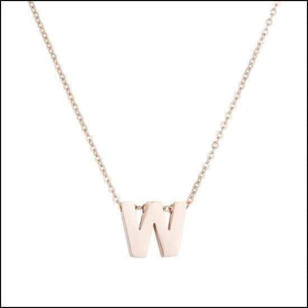 Rvs Roségouden Letter Ketting Initiaal w | Halskettingen