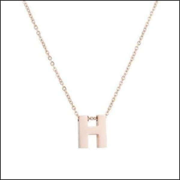 Rvs Roségouden Letter Ketting Initiaal h | Halskettingen