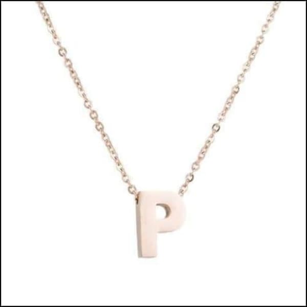 Rvs Roségouden Letter Ketting Initiaal p | Halskettingen