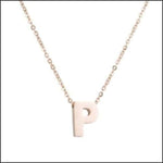 Rvs Roségouden Letter Ketting Initiaal p | Halskettingen