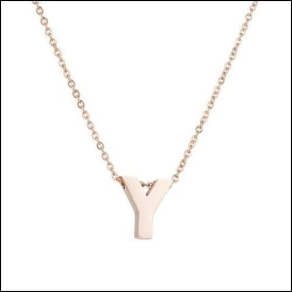 Rvs Roségouden Letter Ketting Initiaal y | Halskettingen