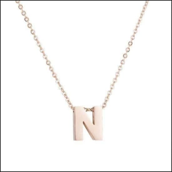 Rvs Roségouden Letter Ketting Initiaal n | Halskettingen