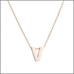 Rvs Roségouden Letter Ketting Initiaal v | Halskettingen