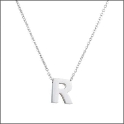Zilveren Initiaal Ketting Met Letter r Op Het Product ’rvs Letter Ketting Initiaal -45cm’