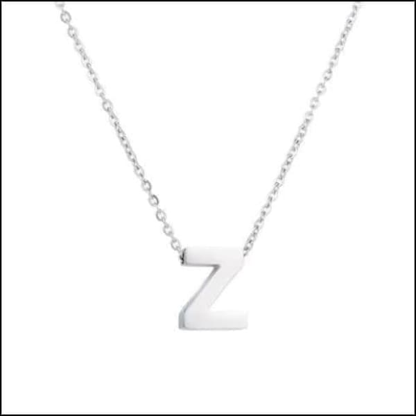 Zilveren Initiaal Ketting Met De Letter z - Rvs Letter Ketting Initiaal -45cm