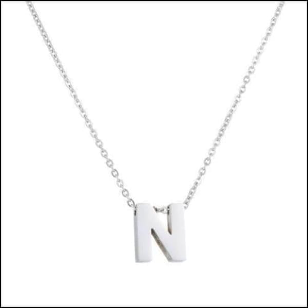 Witte Letter Ketting Met Zilveren Ketting - Rvs Letter Ketting Initiaal -45cm